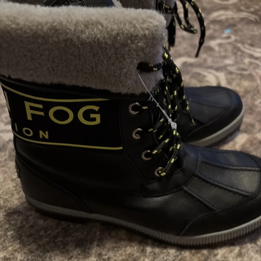NEW London Fog Mely Women's Winter Boots - Black Grey Combo Size 8